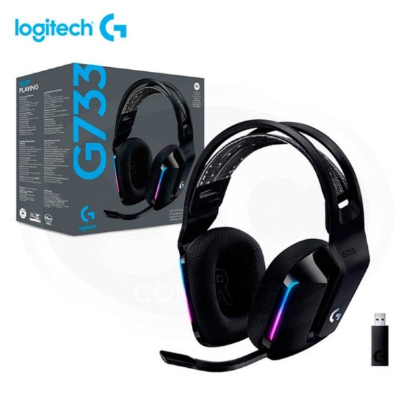 HEADSET GAMING RGB LOGITECH G733 INALÁMBRICO LIGHTSPEED USB-A 981-000863  NEGRO