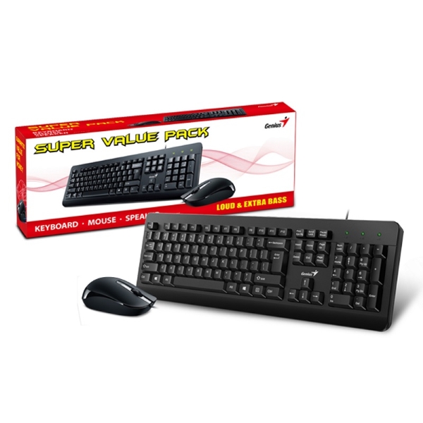 TECLADO Y MOUSE GENIUS KM-160 SP USB BLACK 31330001414 SICSA