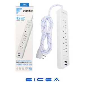 REGLETA ELECTRICA C/SUPRESOR 6 SALIDAS 110/240V FORZA FSP-612USBW