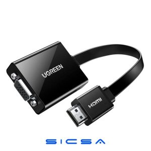 ADAPTADOR HDMI A VGA UGREEN MM103 1 PUERTO MICRO USB Y 1 PUERTO 3.5MM 25CM 40248 NEGRO
