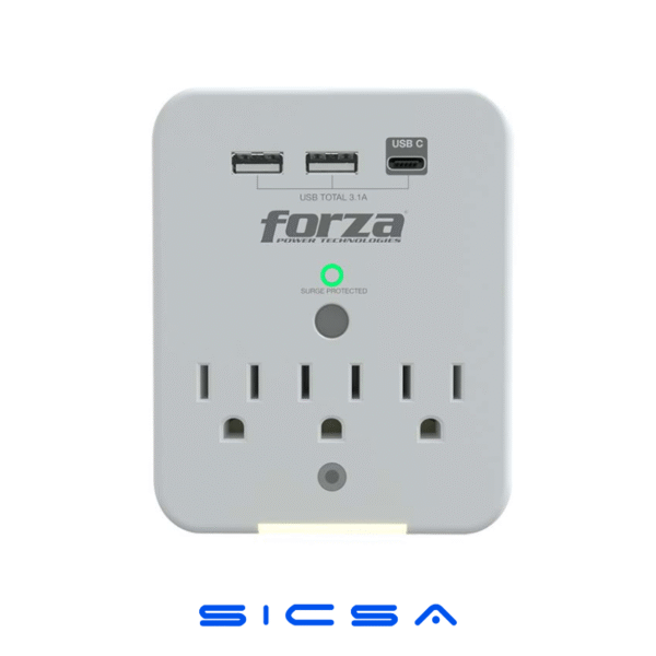 PROTECTOR DE VOLTAJE 3 SALIDA + 3 USB FORZA - FWT-331USBC